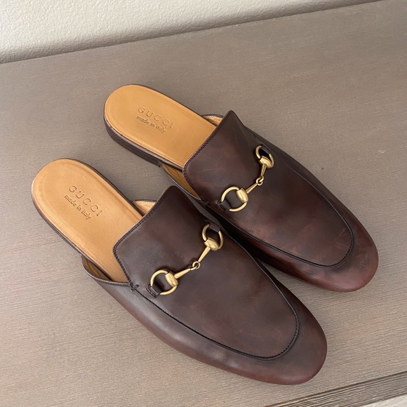 Gucci Princetown Men Leather Horsebit Slippers